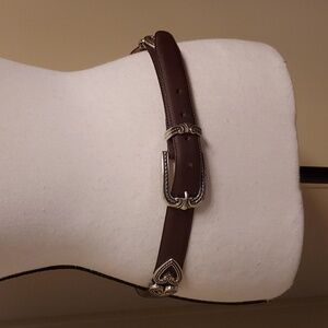 Brighton Mid Brown Leather Belt With Tarnished Silver Hardware